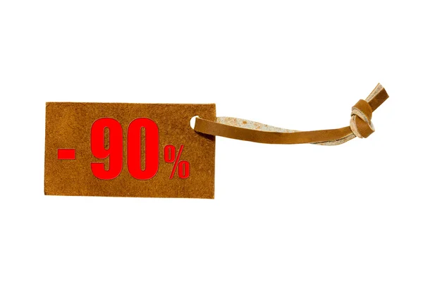 Leather price -90%  isolated on white  background — Stock Photo, Image