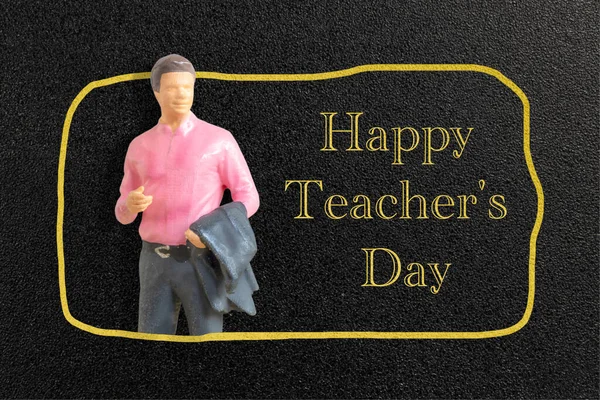 Miniature people Teacher in front of blackboard ,World Teacher Day concept