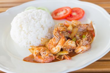 Derin kızarmış karides ile sarımsak ve biber, Tayland gıda