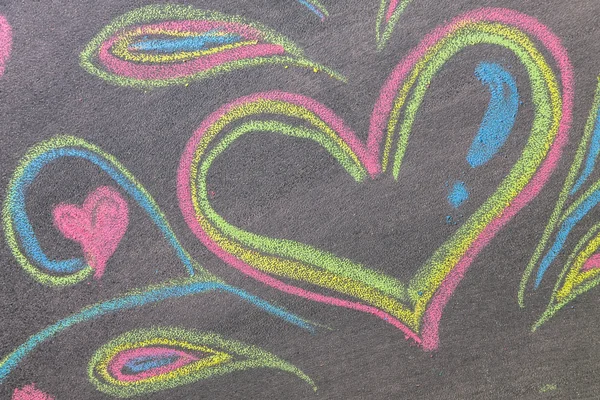 Hand drawn hearts shape on chalkboard background. — Stock Photo, Image