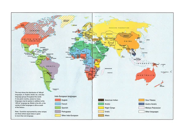 Kort over verdens sprog - Stock-foto