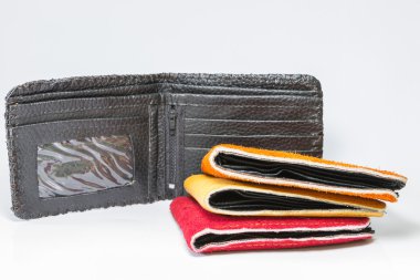 El yapımı deri cep çanta beyaz arka plan üzerinde