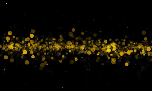 Gold and yellow glitter sparkle on black background — Stock Photo, Image