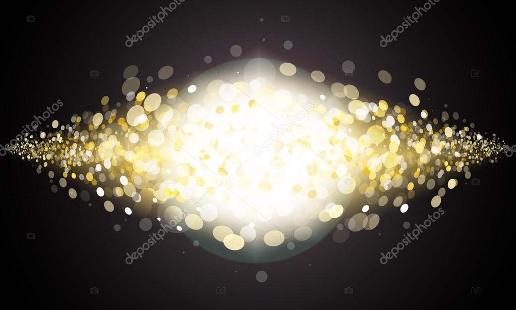 Gold and yellow glitter sparkle on black background