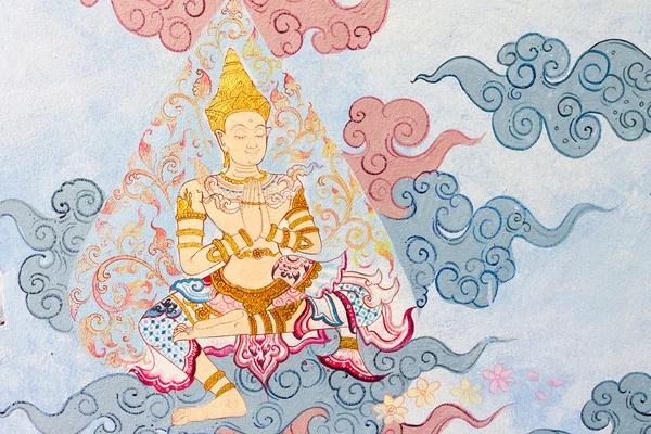 Traditionelle thailändische Malerei Kunst auf Tempelwand — Stockfoto