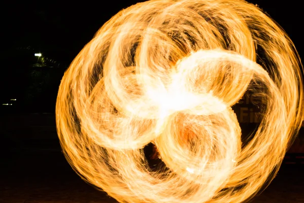 Man Fire Show on the beach — Stock Photo, Image