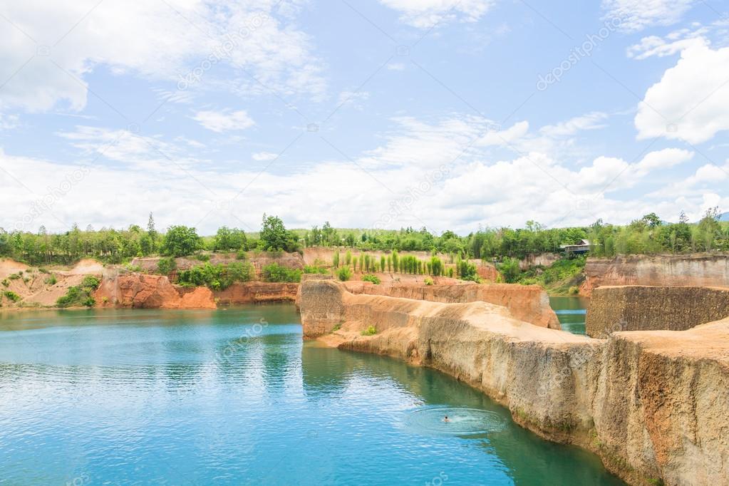 Grand canyon chiang mai ,quarry pond for swimming lake at  Chian