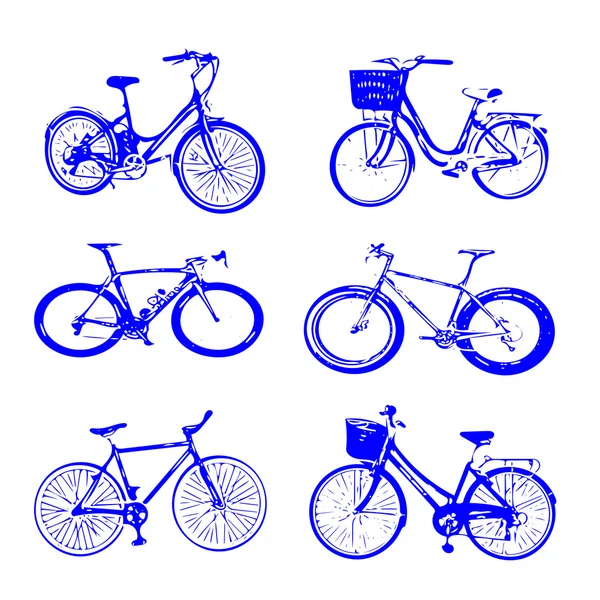 Συλλογή σιλουέτα ποδηλάτων που απομονώνονται σε λευκό — Φωτογραφία Αρχείου