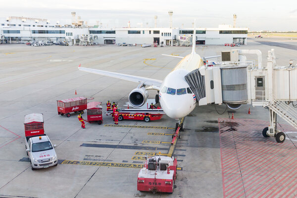 Airplane at Don Mueang International Airport on August 22 2015 i