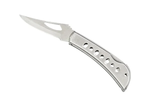 Металевий ніж ізольований на білому тлі з відсічним контуром — стокове фото