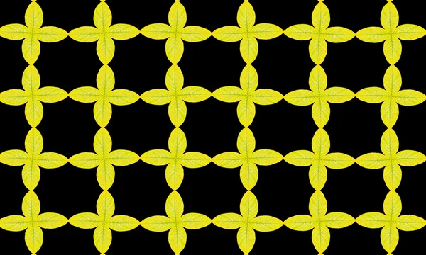 Patrón de hojas amarillas aisladas sobre fondo negro — Foto de Stock