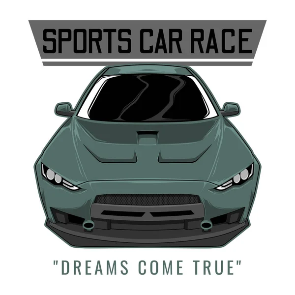 Projektowanie Samochodów Sport Car Race Ilustracja Cytatem Dreams Come True — Wektor stockowy