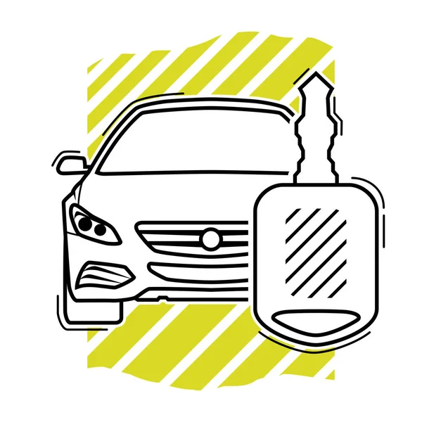 Dunne Lijn Art Automotive Symbool Illustratie Van Een Sedan Auto — Stockvector