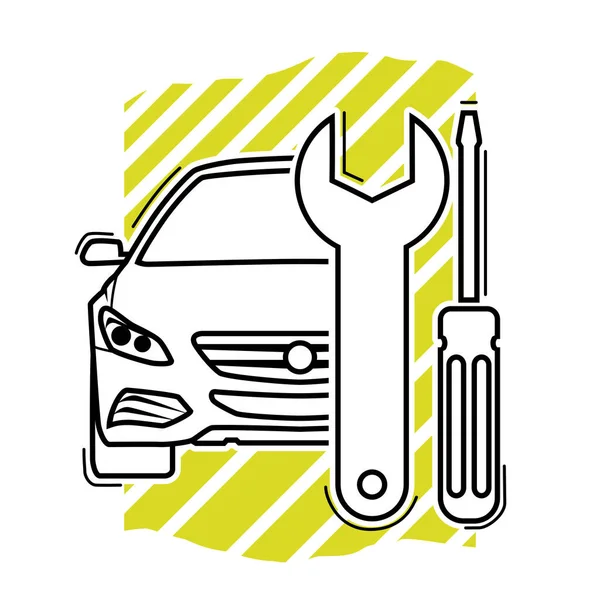 Thin Line Art Symbole Automobile Illustration Une Berline Combinée Des — Image vectorielle