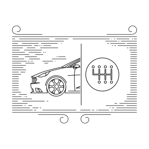 Thin Line Art Automobil Service Illustration Weißer Hintergrund — Stockvektor