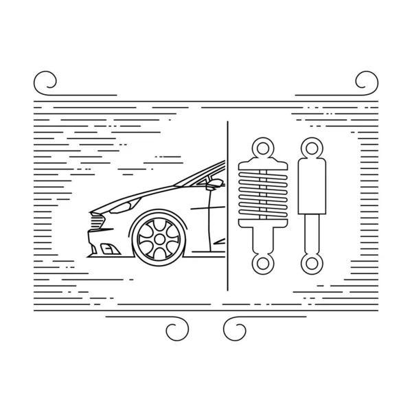Thin Line Art Automobil Service Illustration Weißer Hintergrund — Stockvektor