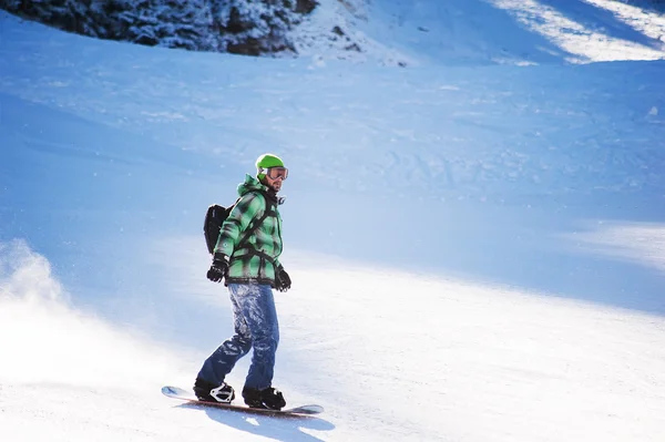 Bansko Bulgria Stycznia 2016 Snowboardzista Narciarstwo Nartach — Zdjęcie stockowe