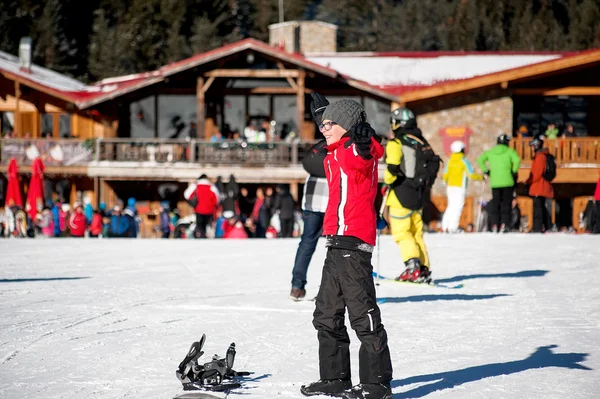 Bansko Bulgria Januari 2016 Ung Pojke Skidåkning Ski — Stockfoto