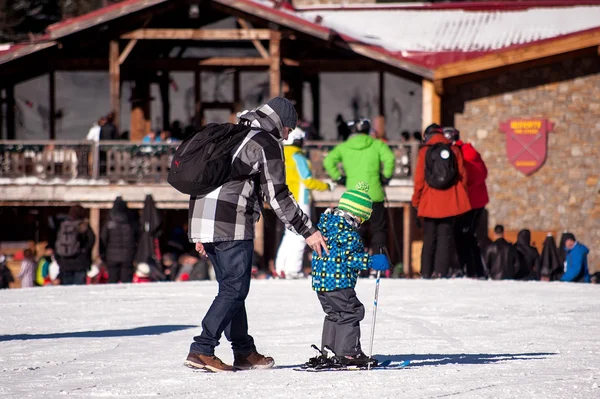 Bansko Bulgria Januari 2016 Kid Skidåkning Vid Skidort — Stockfoto