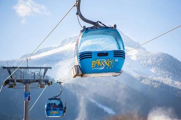 Bansko Bulgria December 2015 Blauwe Kabelbaan Lift Bij Ski — Stockfoto