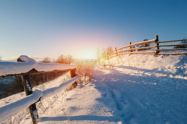 Venkova Zimní Silnice Pokryty Sněhem Přírodní Pozadí — Stock fotografie
