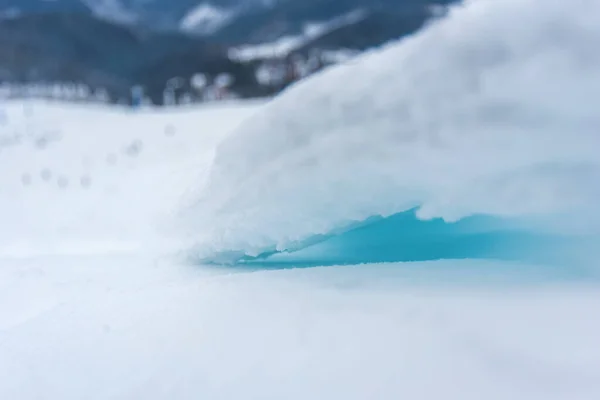 Gros Plan Glace Bleue Beau Fond Hiver — Photo