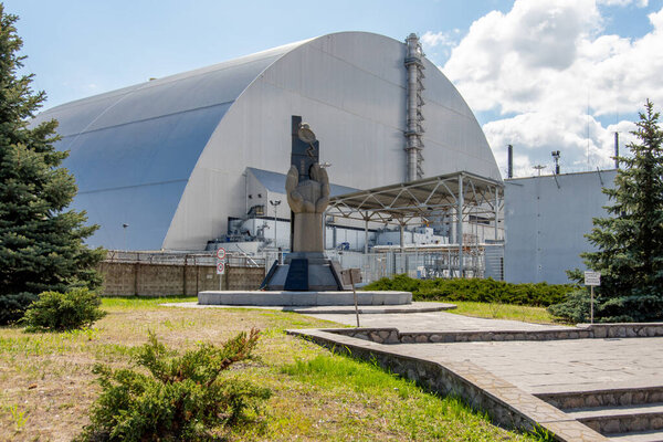 New safe confinement over Chernobyl Nuclear power plant reactor 4. Chernobyl arch. Ukraine