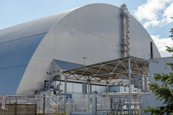 Nuovo Confinamento Sicuro Sul Reattore Della Centrale Nucleare Chernobyl Arco — Foto Stock