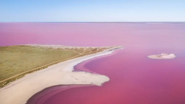 Scenic Colorful Pink Salt Lake Ukraine Unusual Color Cause Algae — Stock Photo, Image