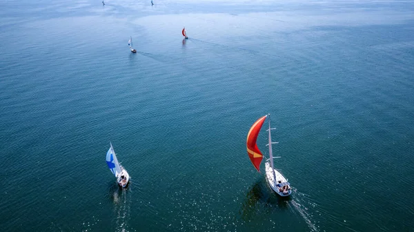 Luftaufnahme Des Regatta Wettbewerbs Für Segelyachten — Stockfoto