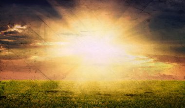 kırsal alanda, doğal grunge vintage backgr taze yeşil çimen