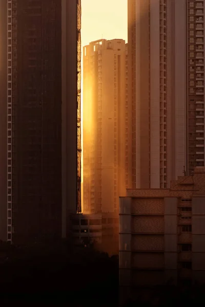 Rascacielos Altos Centro Mumbai Con Rayos Sol Durante Hora Dorada —  Fotos de Stock