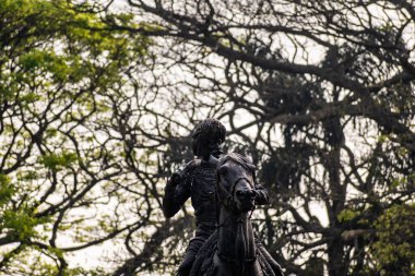 Bangalore, Karnataka, Hindistan - Ocak 2019: Bengaluru kentindeki Lalbagh Botanik Bahçelerinde Chamrajendra Wodeyar 'ın heykeli.