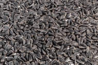 Beyaz arkaplanda ayçiçeği tohumları.