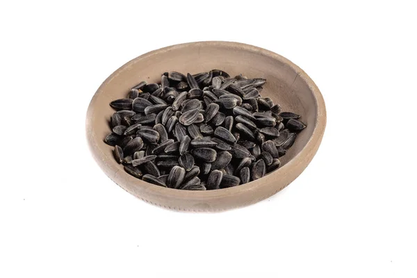 Sunflower Seeds Plate White Background — Stock Photo, Image