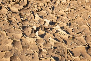 Kurumuş toprağın dokusu kil ve kumla yakın plan..