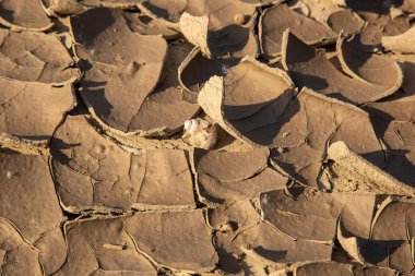Kurumuş toprağın dokusu kil ve kumla yakın plan..