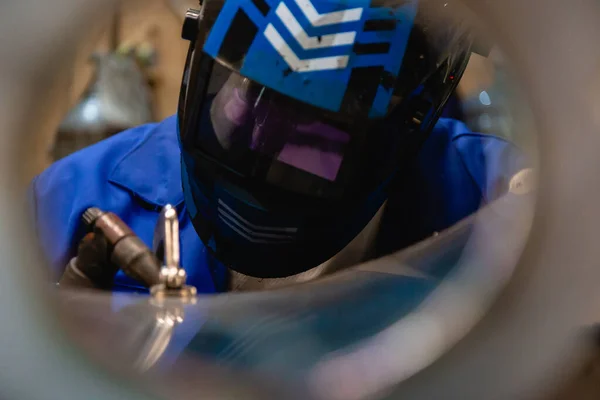 Welders Working Factory Made Metal — Stock Photo, Image