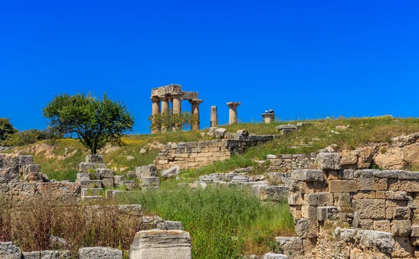 Antik Korint Apollo Tapınağı kalıntıları — Stok fotoğraf