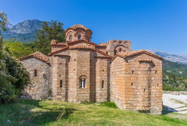 Bizans Kilisesi ortaçağ şehir Mystras, Peloponnes, Yunanistan
