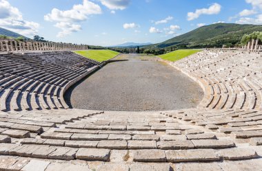 antique stadium in Ancient Messina, Peloponnese, Greece clipart