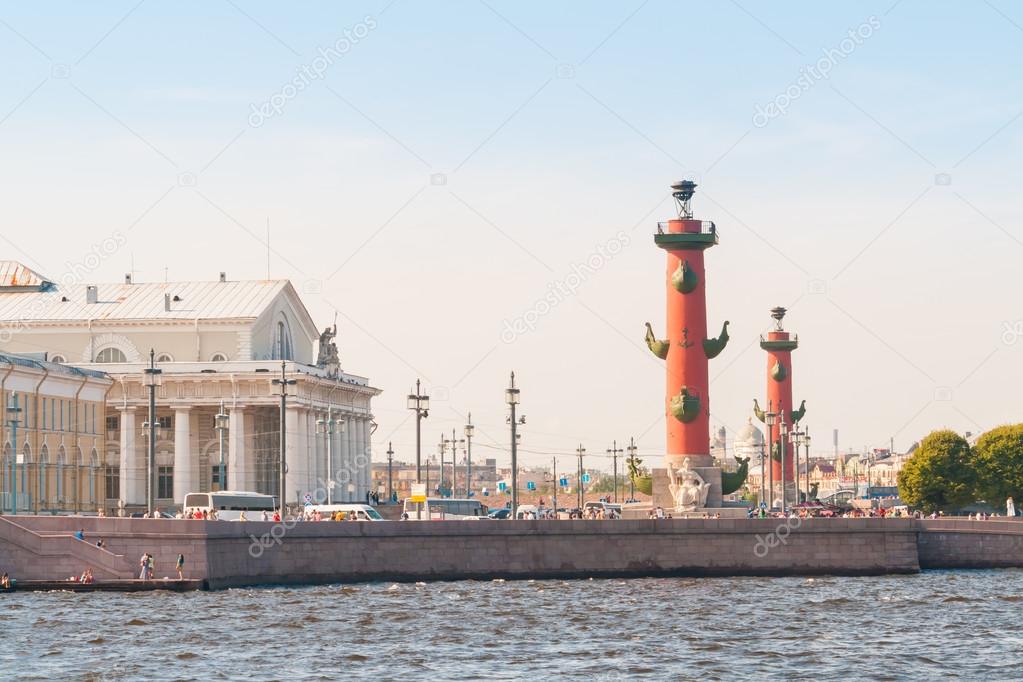 Rostral column and Saint-Petersburg exchange