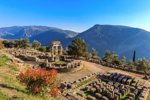Ruinas Athina Pronaia templo en la antigua Delphi —  Fotos de Stock