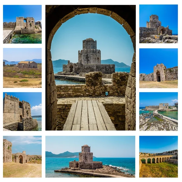 Collage von Bourtzi in Methoni, Messenien, Griechenland — Stockfoto