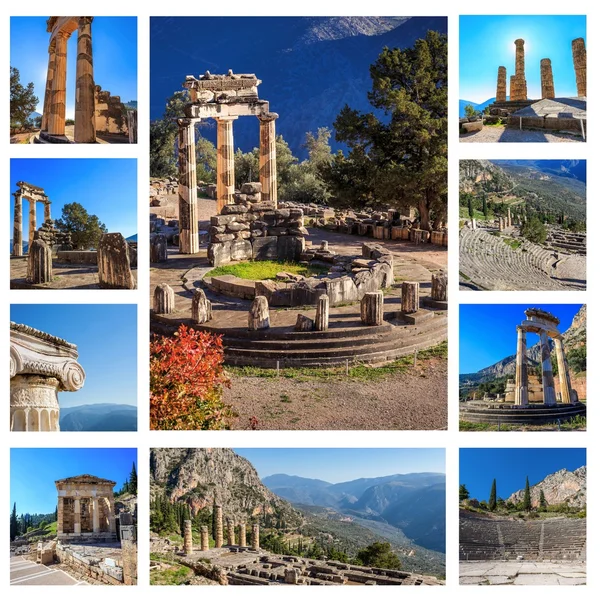 Collage de ruinas Delphi antiguo, Grecia — Foto de Stock