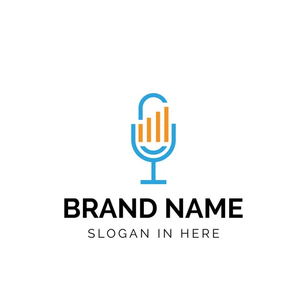 Financiën Podcast Met Microfoon Pictogram Staafdiagram Pictogram Logo Ontwerp Illustratie — Stockvector