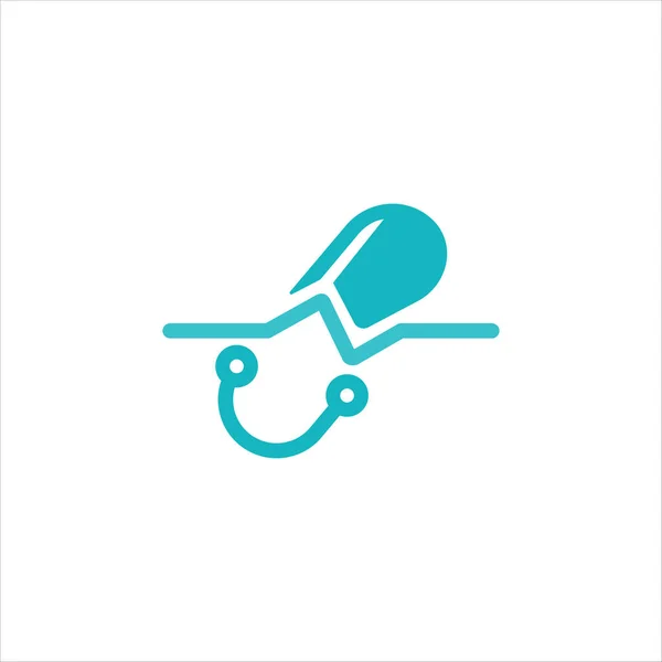 Pilules Icône Avec Icône Stéthoscope Intérieur Illustration Logo Vectoriel — Image vectorielle