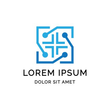 Kare bağlantılı logo tasarımı çizimi