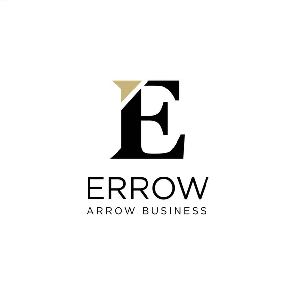 Arrow simgesi ile ilk E harfi vektör logo illüstrasyonunda