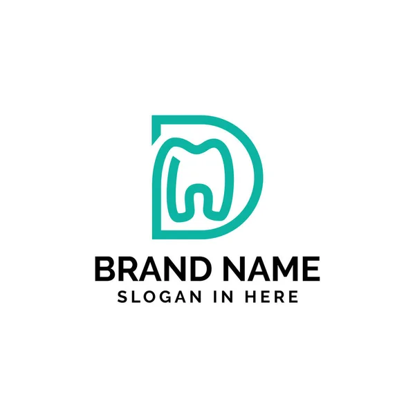 Initiële Letter Met Dental Pictogram Gevormd Binnenkant Vector Logo Ontwerp — Stockvector